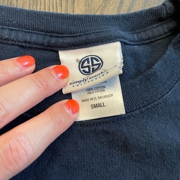 Simply Southern Owl Long Sleeve Tee Navy Blue Small - Picture 2 of 3